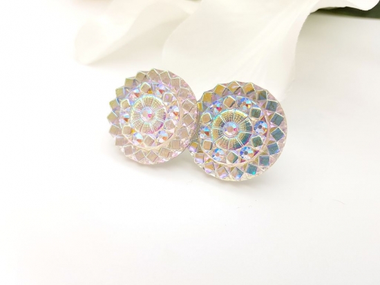 Große weiß rund Glitzer Ohrstecker